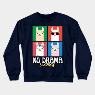 No Drama Llamas Squares Funny Vintage 70s Animal Lover Crewneck Sweatshirt